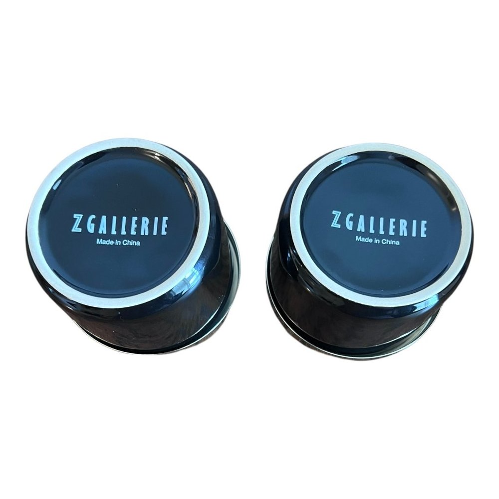 Z Gallerie Storage Duo Set Of 2 Ceramic Canisters Metal Lids 2.5x4 in 8.4oz NEW - Picture 5 of 9